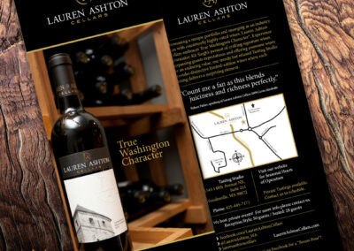 Traditional Rack Card showcasing Lauren Ashton Cellars' elegance and wine culture.