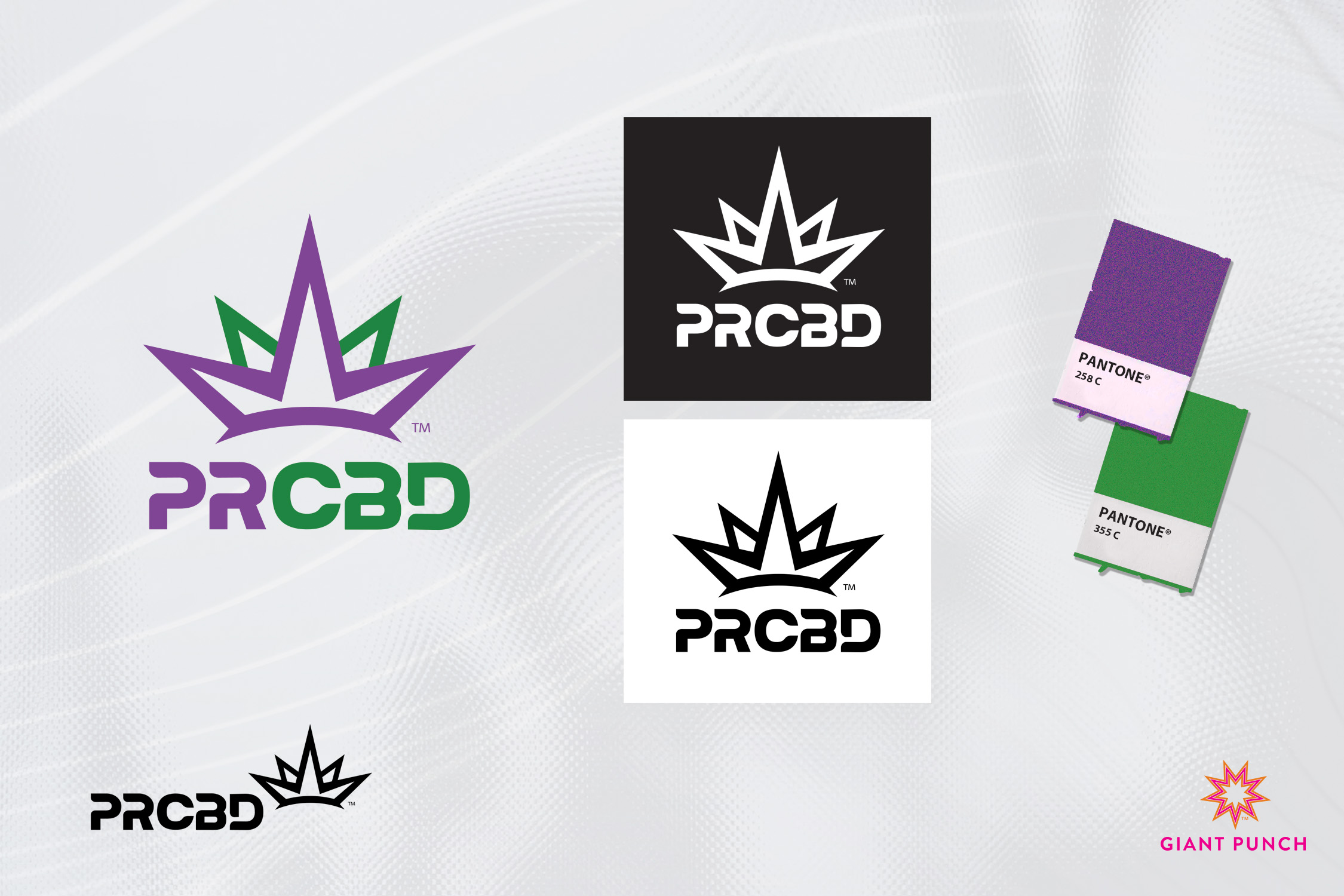 A bold and royal logo for PRCBD, a premier CBD shop for people and pets, designed by Giant Punch.