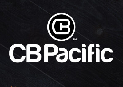 A monogram logo created by Giant Punch which combines the letters "C" and "B" in a bold and modern design for CB Pacific, a leading distributor of valve automation equipment.