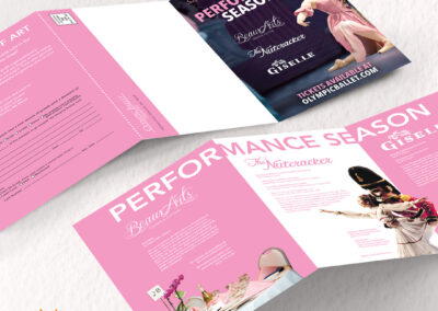 Tri-fold mailer showcasing Giant Punch's design for Olympic Ballet Theater.