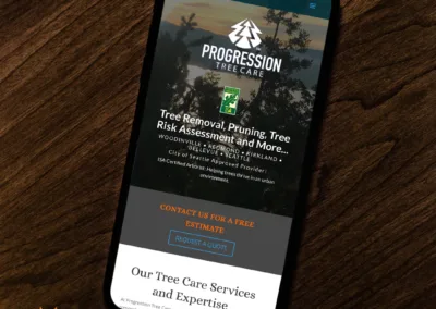 Mobile web design by Giant Punch for Progression Tree Care.